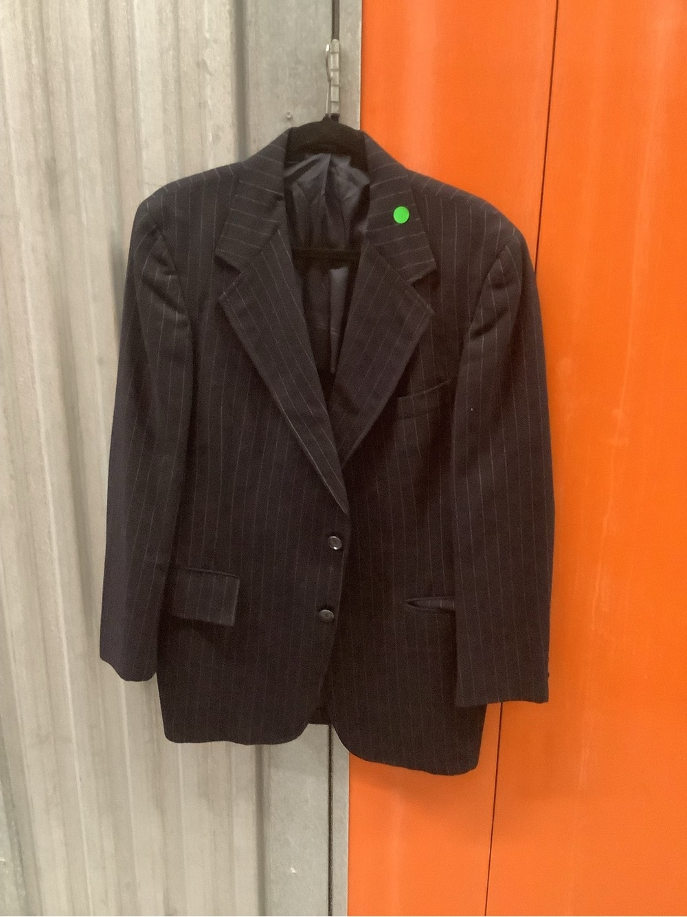 Men's Black Pinstripe Two-Button Suit Blazer
